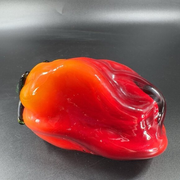 Vintage 1990s Art Glass Bell Pepper Large Red Pepper Figurine Glass Paperweight - Picture 12 of 15
